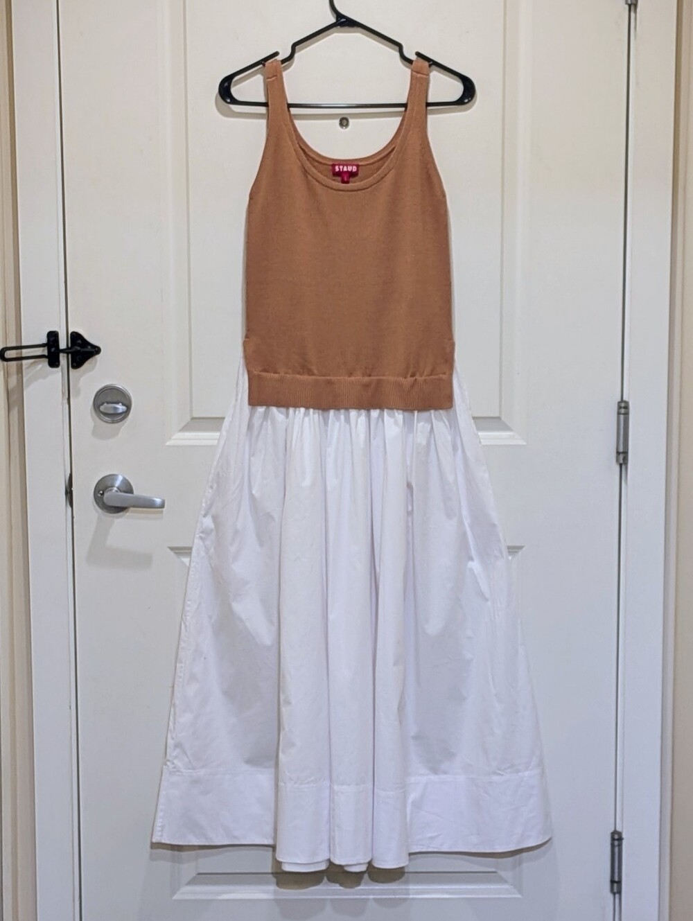 EUC Staud S Beatrice Sleeveless Mixed Media Cotton and Wool Dress